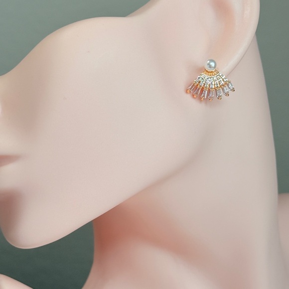 ⚜️ Elegant Pearl and Rose Gold Earrings - Picture 3 of 6